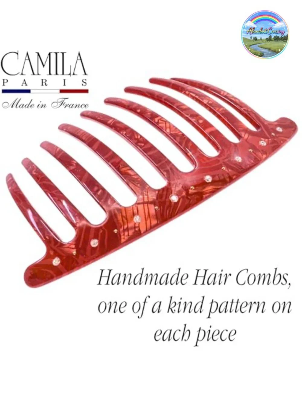 French Hair Side Comb Large 9 Prong Cellulose Acetate Hair Clip for Women Bun